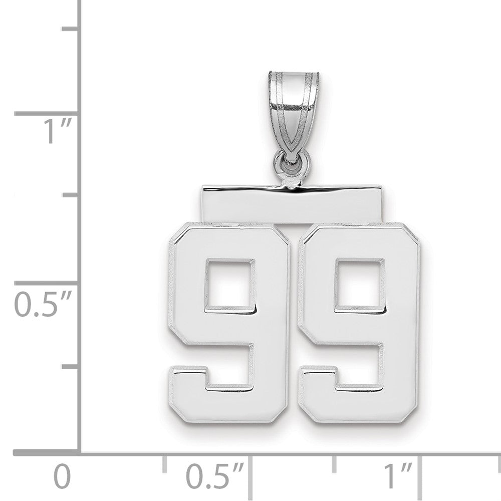14K Weißgold mittelgroßer polierter Zahl-99-Charm