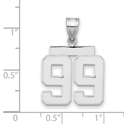 14K Weißgold mittelgroßer polierter Zahl-99-Charm