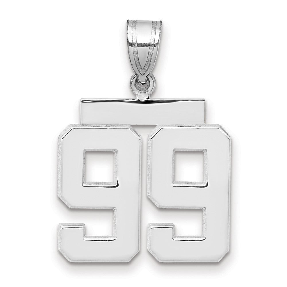 14K Weißgold mittelgroßer polierter Zahl-99-Charm