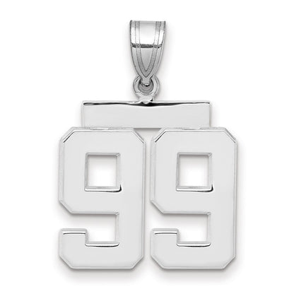 14K Weißgold mittelgroßer polierter Zahl-99-Charm