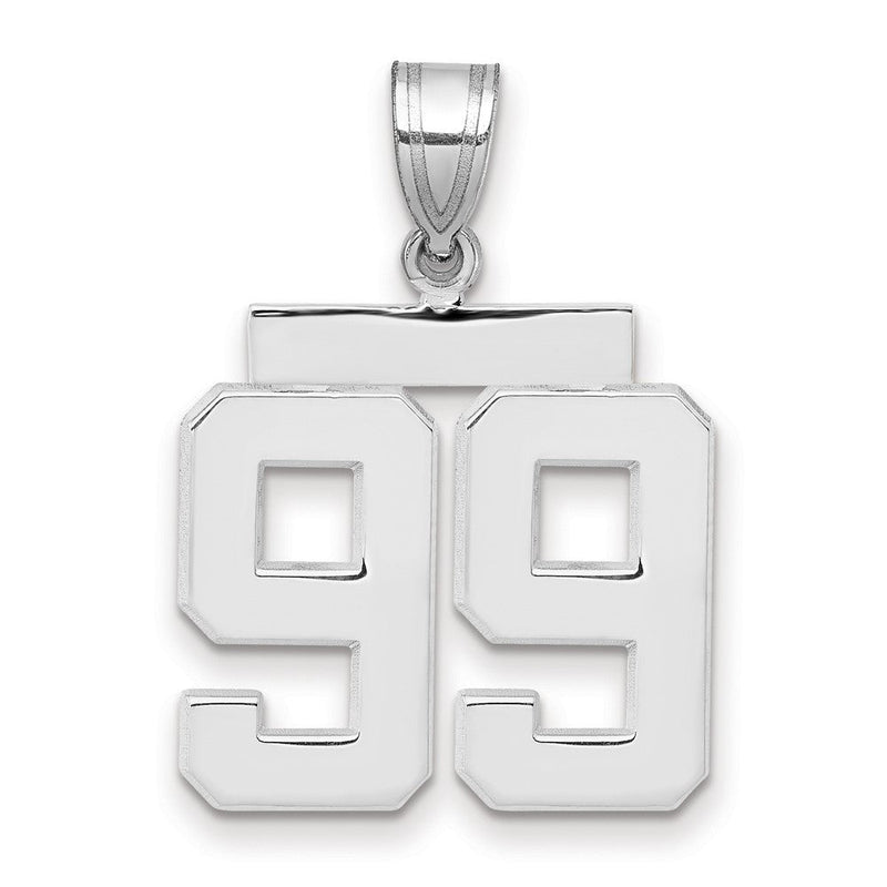 14K Weißgold mittelgroßer polierter Zahl-99-Charm