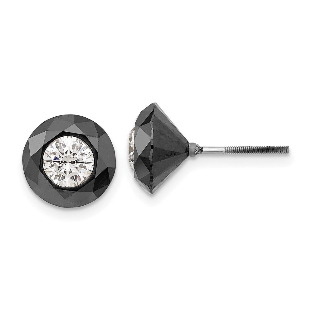 14K Weißgold Nacht 6.50ct. Schwarz & Aa Diamant Ohrstecker