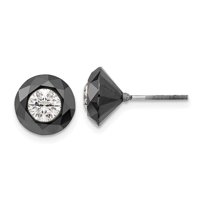 14K Weißgold Nacht 6.50ct. Schwarz & Aa Diamant Ohrstecker