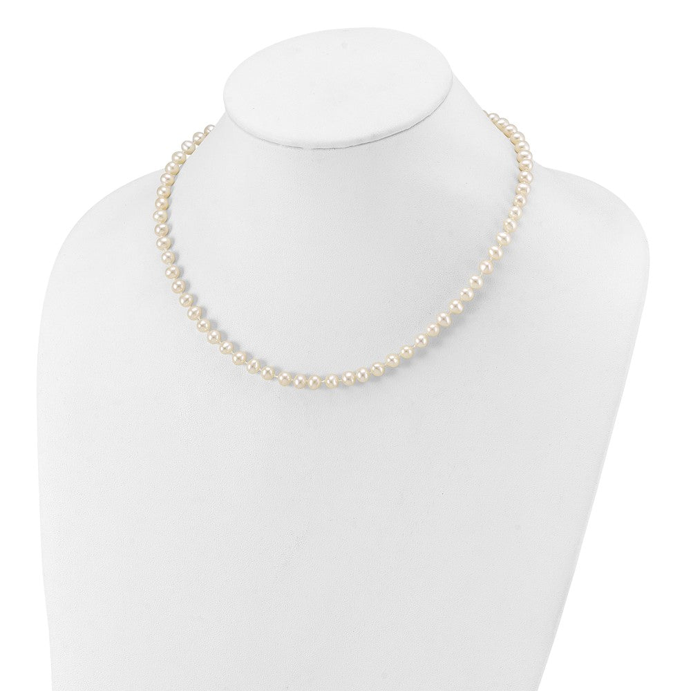 14K Weißgold Wg 5-6mm Weiß Nahe Rund Süßwasser Zuchtperle Halskette