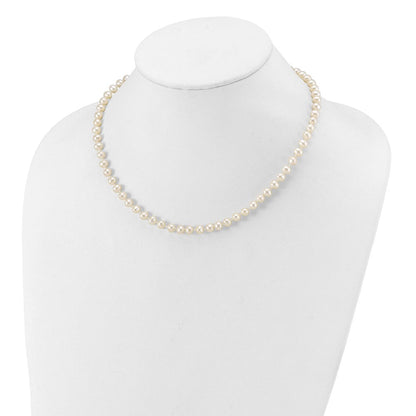 14K Weißgold Wg 5-6mm Weiß Nahe Rund Süßwasser Zuchtperle Halskette