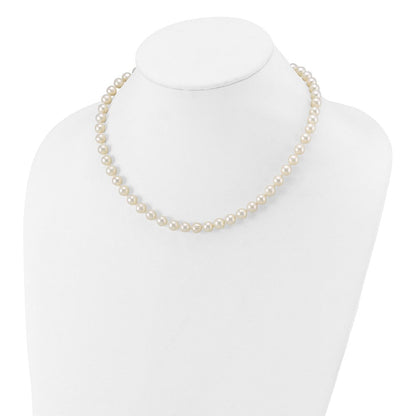 10K Gelbgold 6-7mm Weiß Nahe-round Süßwasser Zuchtperle Halskette