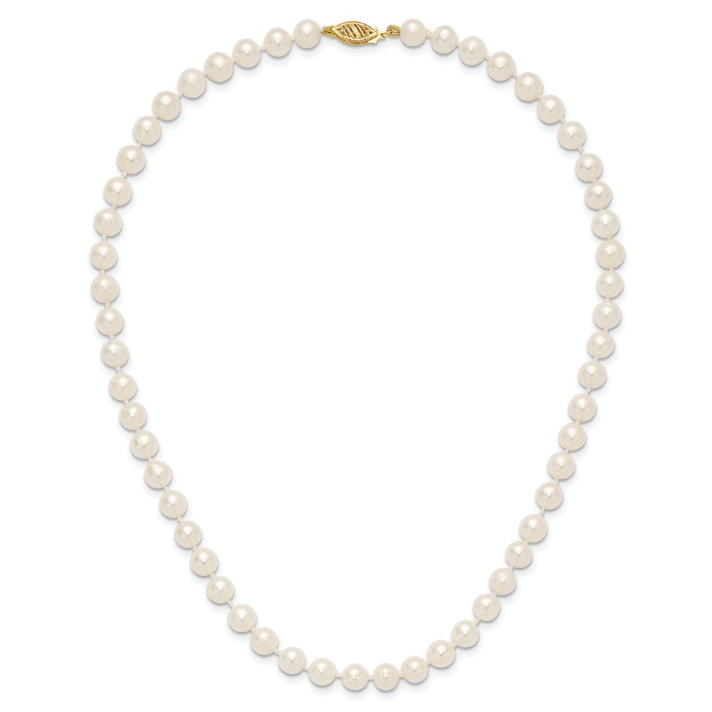10K Gelbgold 6-7mm Weiß Nahe-round Süßwasser Zuchtperle Halskette