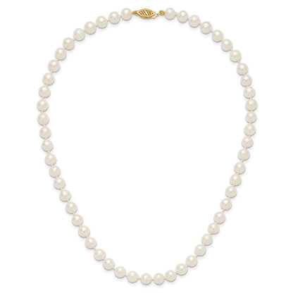 10K Gelbgold 6-7mm Weiß Nahe-round Süßwasser Zuchtperle Halskette