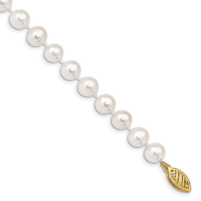 10K Gelbgold 6-7mm Weiß Nahe Rund Süßwasser Zuchtperle Armband