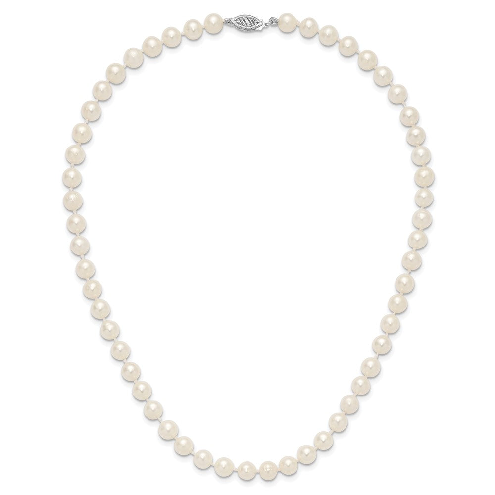 14K Weißgold Wg 6-7mm Weiß Nahe Rund Süßwasser Zuchtperle Halskette