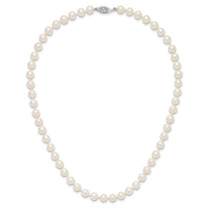 14K Weißgold Wg 6-7mm Weiß Nahe Rund Süßwasser Zuchtperle Halskette