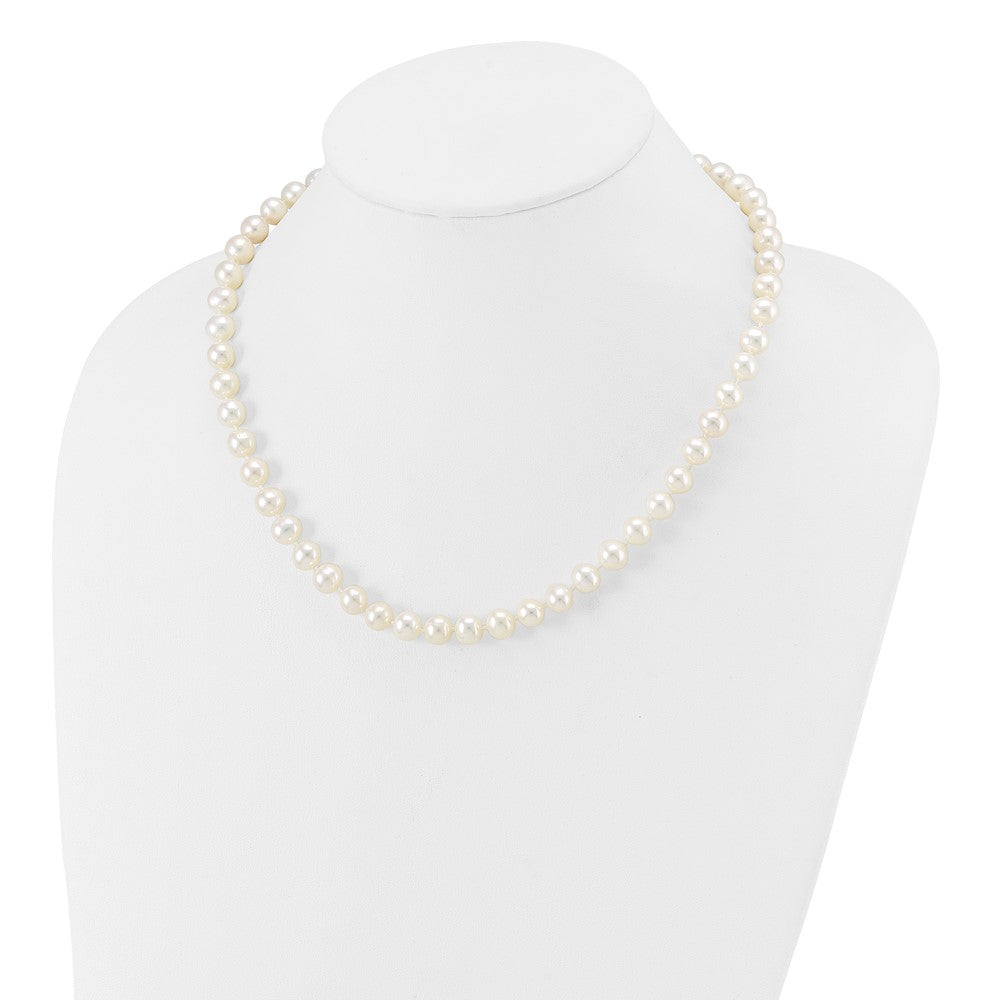 10K Gelbgold 7-8mm Weiß Nahe-round Süßwasser Zuchtperle Halskette