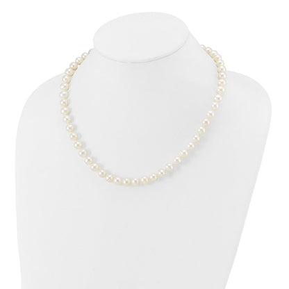 10K Gelbgold 7-8mm Weiß Nahe-round Süßwasser Zuchtperle Halskette