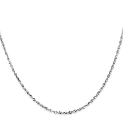 14K Weißgold 1.85mm Diamantiert Vierfach Kordel Karabinerverschluss Halskette