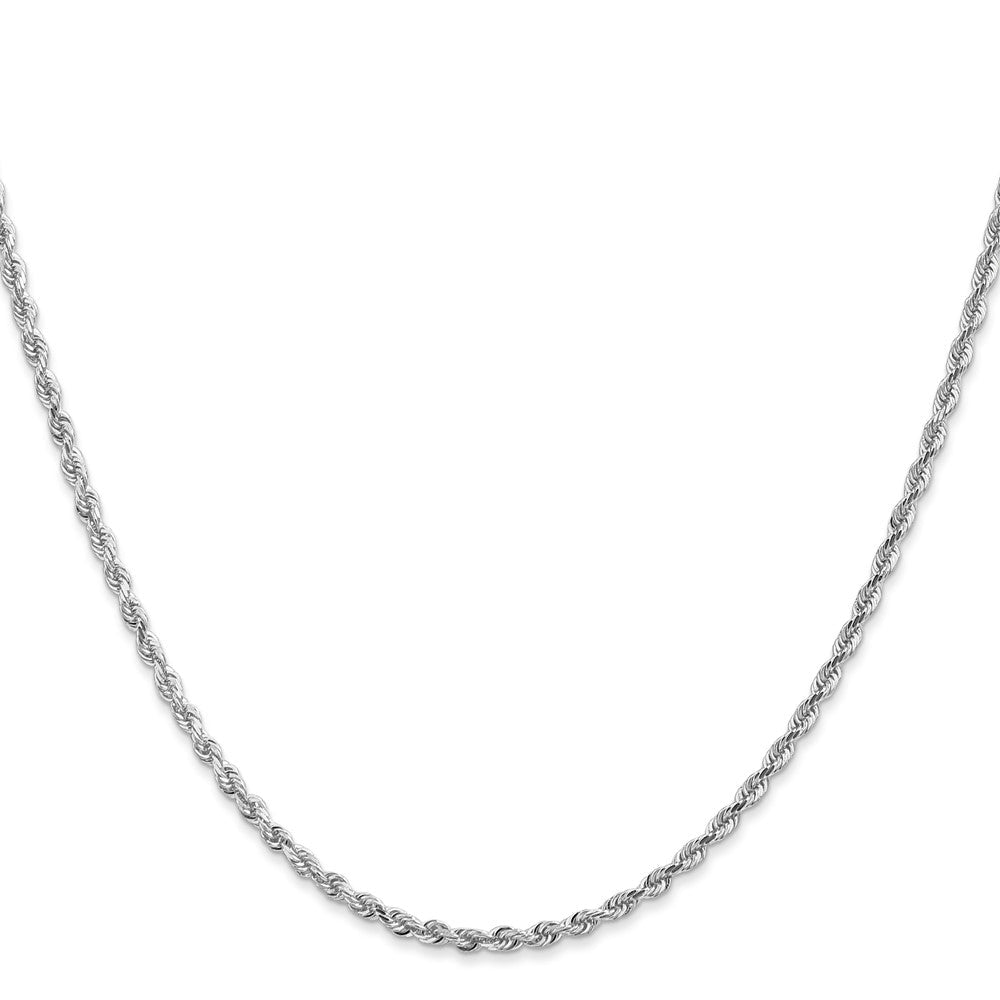 14K Weißgold 2.25mm Diamantiert Vierfach Kordel Karabinerverschluss Halskette