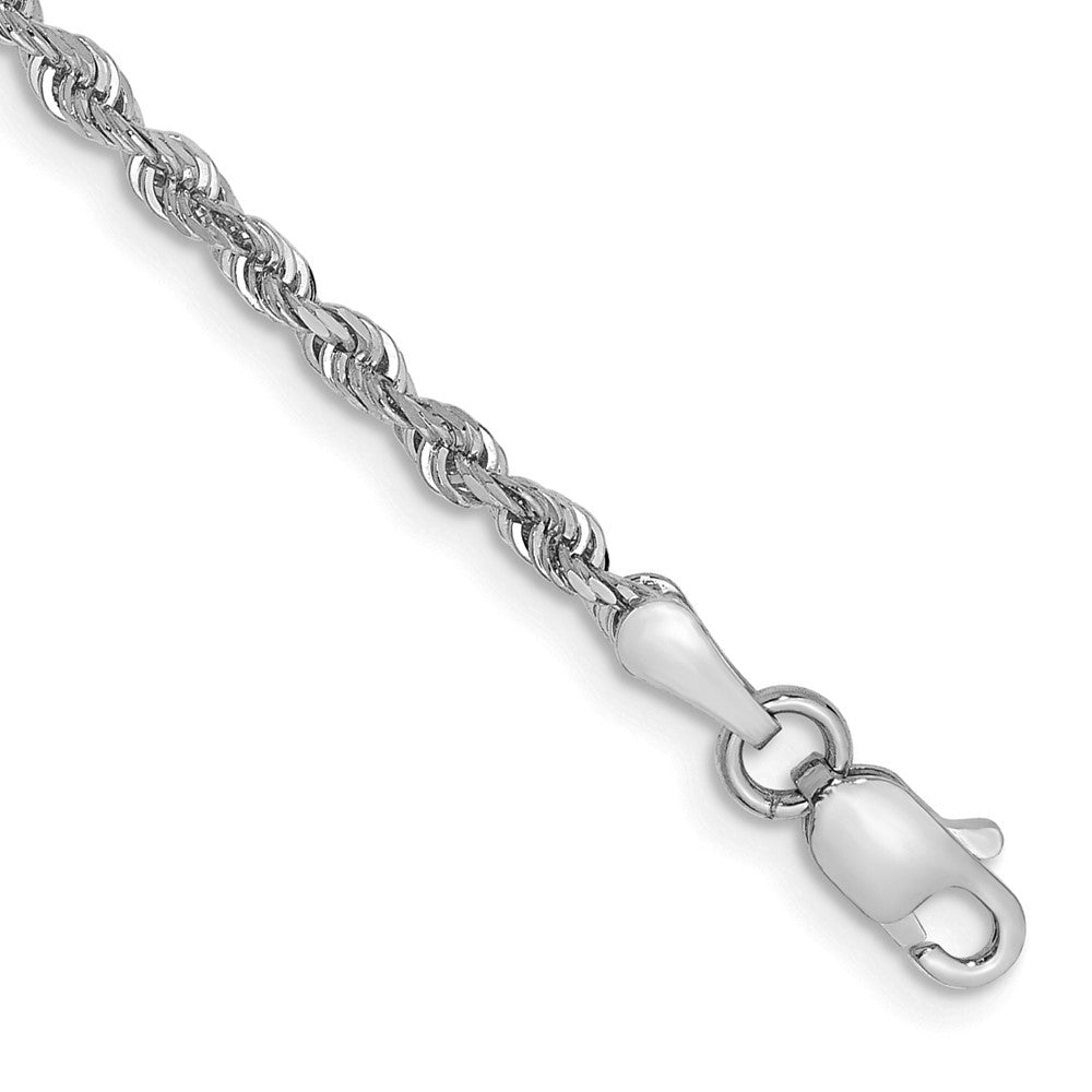14K Weißgold 2.25mm Diamantiert Vierfach Kordel Karabinerverschluss Gliederarmband