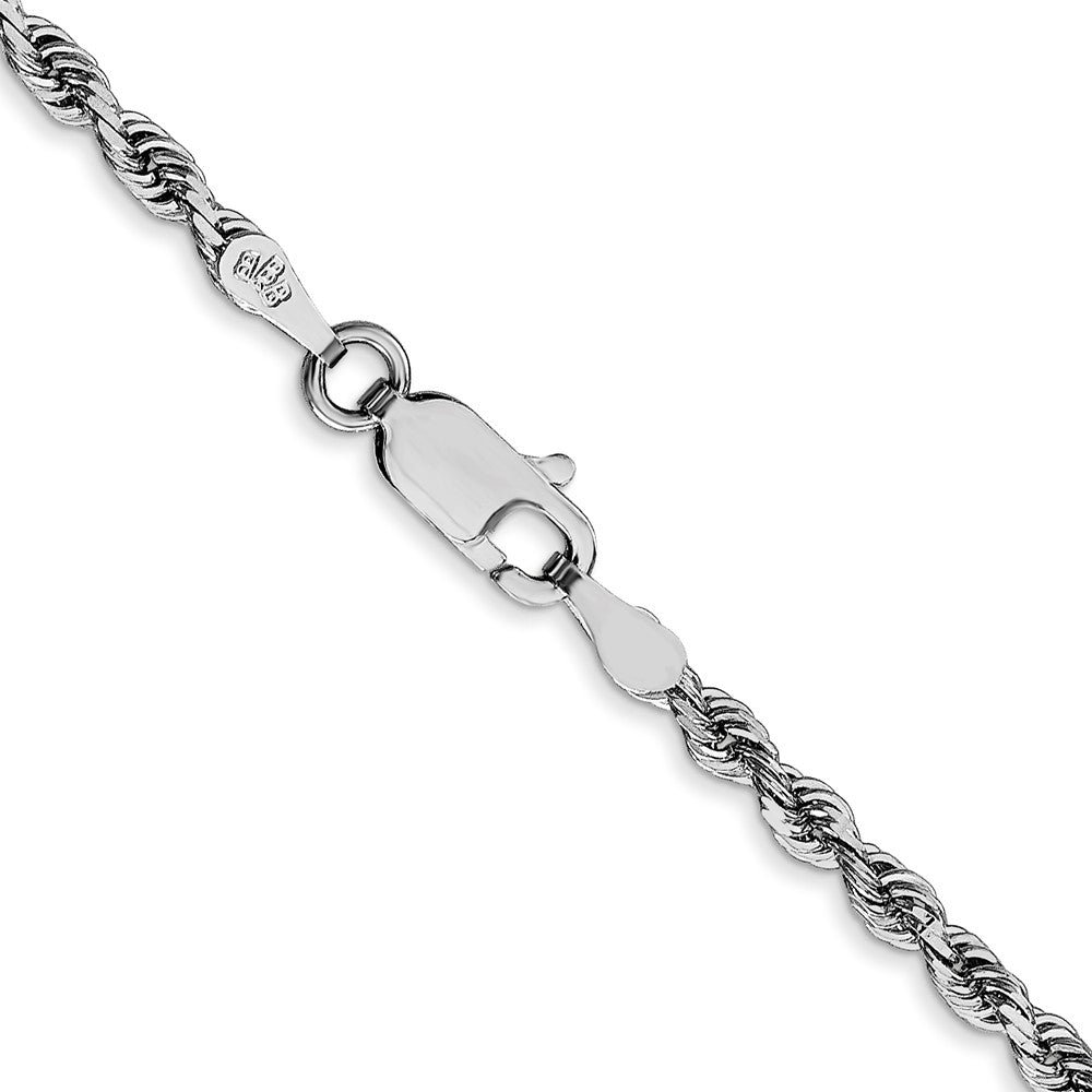 14K Weißgold 2.75mm Diamantiert Vierfach Kordel Karabinerverschluss Halskette
