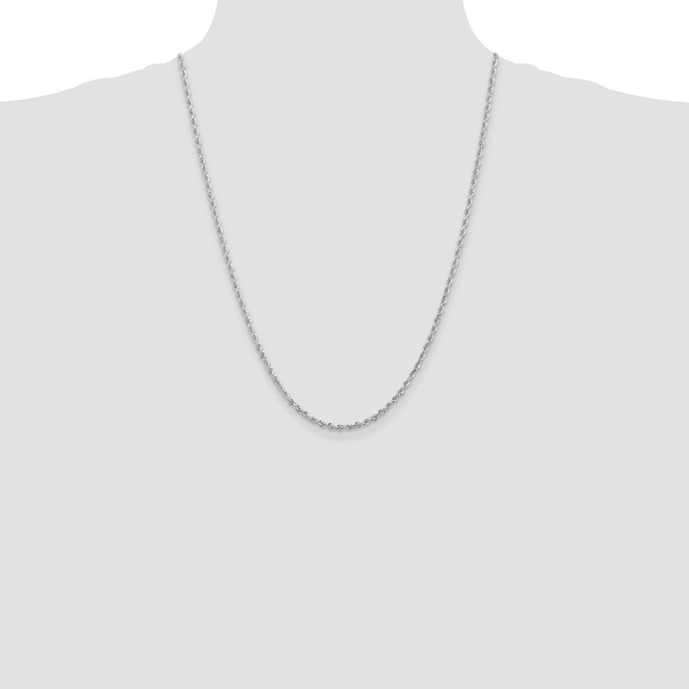 14K Weißgold 2.75mm Diamantiert Vierfach Kordel Karabinerverschluss Halskette