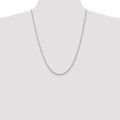 14K Weißgold 2.75mm Diamantiert Vierfach Kordel Karabinerverschluss Halskette