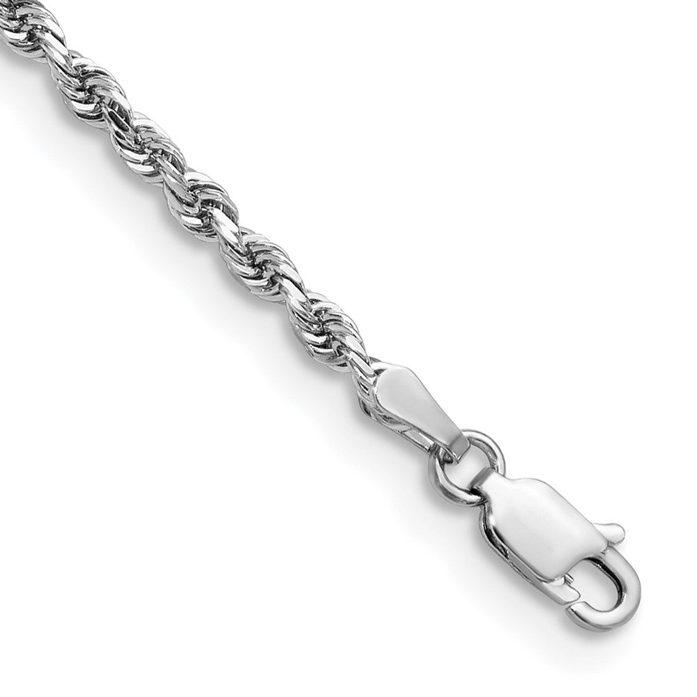 14K Weißgold 2.75mm Diamantiert Vierfach Kordel Karabinerverschluss Gliederarmband
