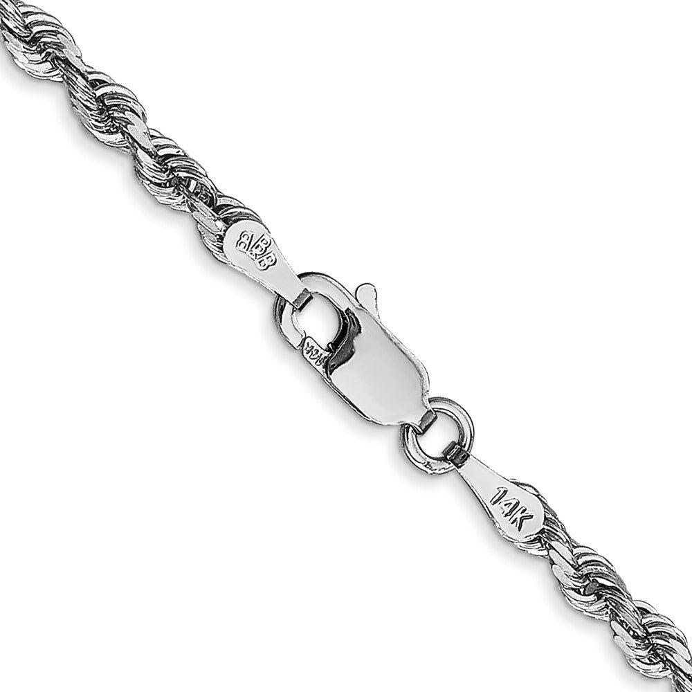 14K Weißgold 3mm Diamantiert Vierfach Kordel Karabinerverschluss Halskette