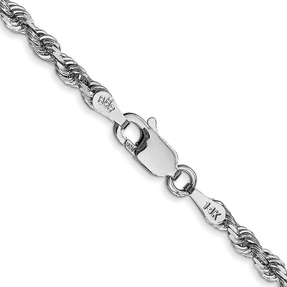 14K Weißgold 3mm Diamantiert Vierfach Kordel Karabinerverschluss Halskette