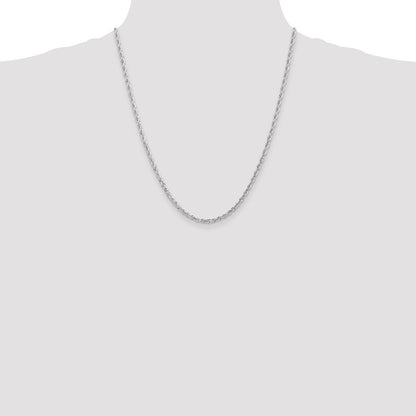 14K Weißgold 3mm Diamantiert Vierfach Kordel Karabinerverschluss Halskette
