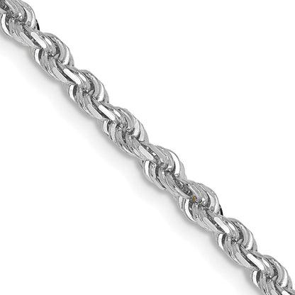 14K Weißgold 3mm Diamantiert Vierfach Kordel Karabinerverschluss Halskette