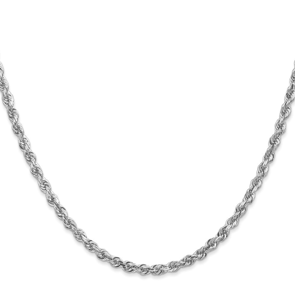 14K Weißgold 3.35mm Diamantiert Vierfach Kordel Karabinerverschluss Halskette