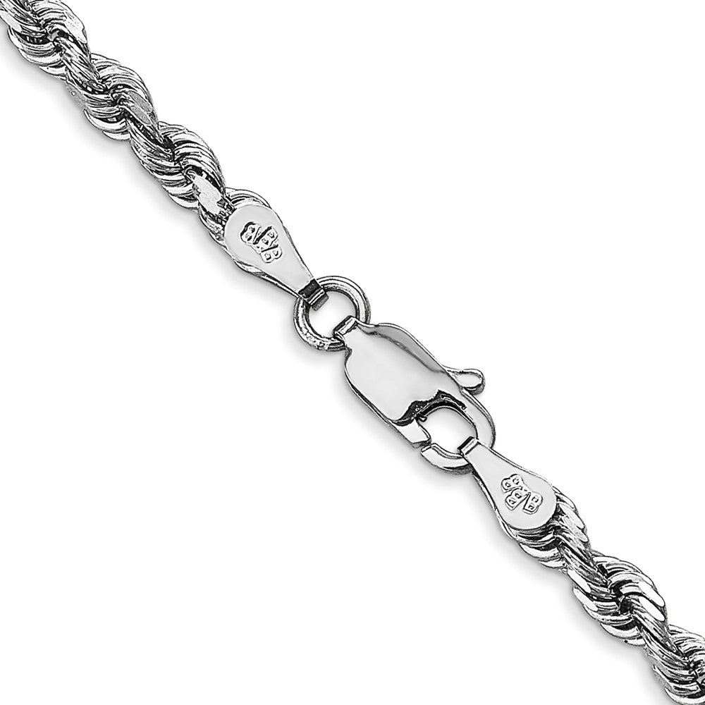 14K Weißgold 3.35mm Diamantiert Vierfach Kordel Karabinerverschluss Halskette