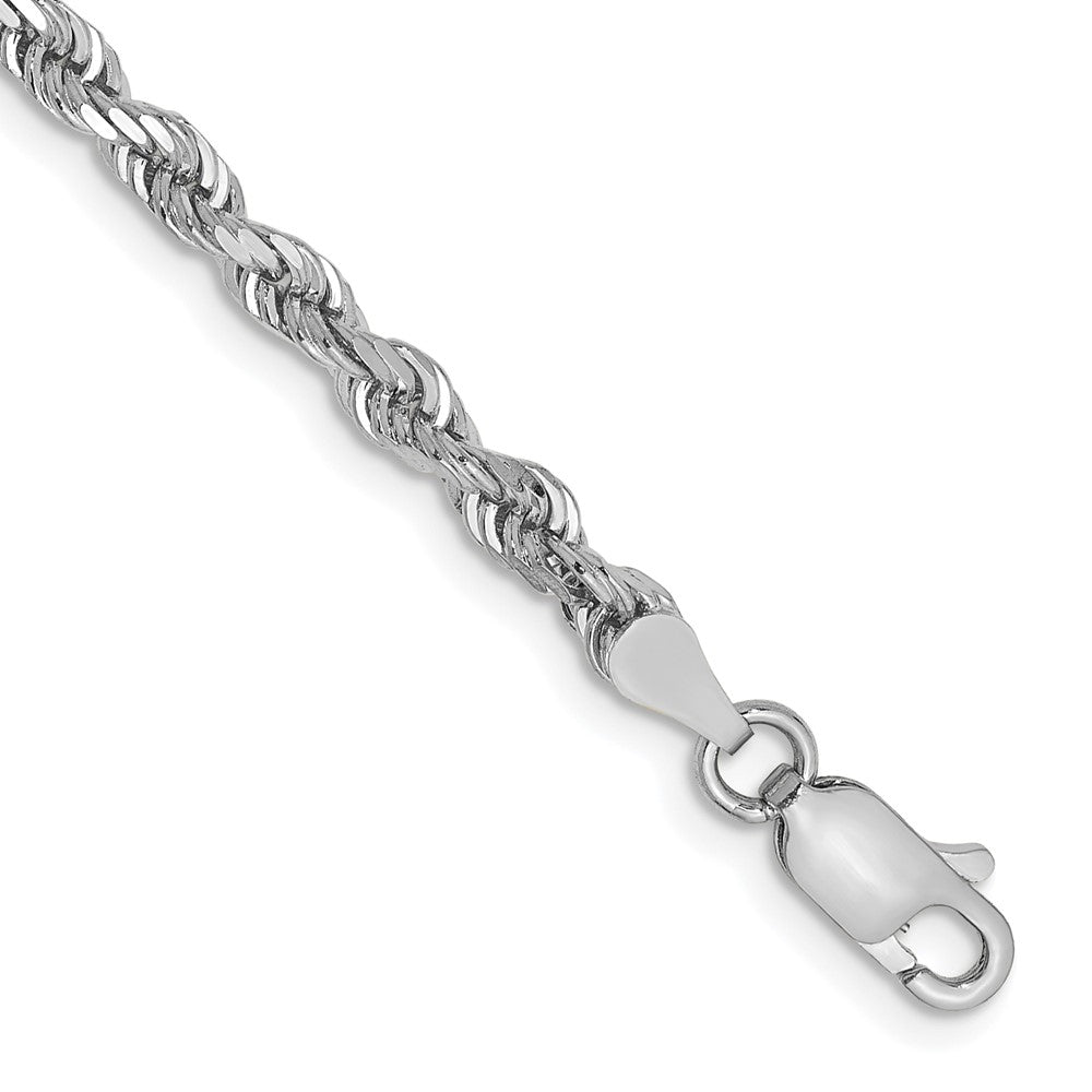 14K Weißgold 3.35mm Diamantiert Vierfach Kordel Karabinerverschluss Gliederarmband