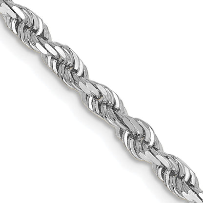 14K Weißgold 3.35mm Diamantiert Vierfach Kordel Karabinerverschluss Halskette