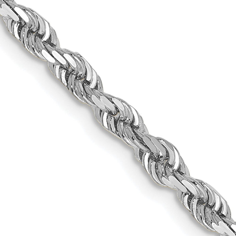 14K Weißgold 3.35mm Diamantiert Vierfach Kordel Karabinerverschluss Halskette