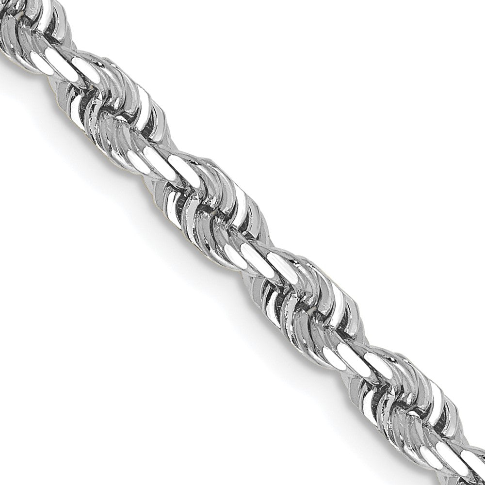 14K Weißgold 4mm Diamantiert Vierfach Kordel Karabinerverschluss Halskette