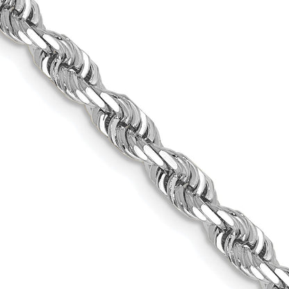 14K Weißgold 4mm Diamantiert Vierfach Kordel Karabinerverschluss Halskette