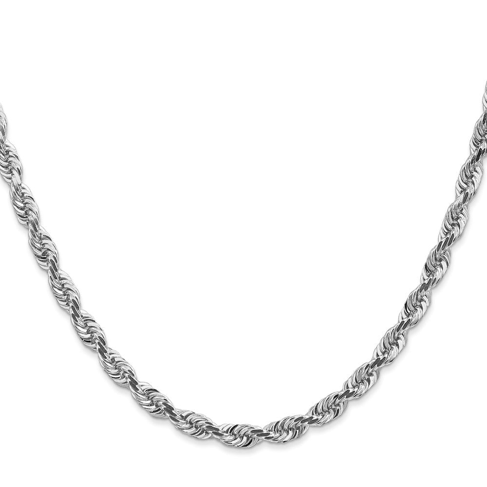 14K Weißgold 4.5mm Diamantiert Vierfach Kordel Karabinerverschluss Halskette