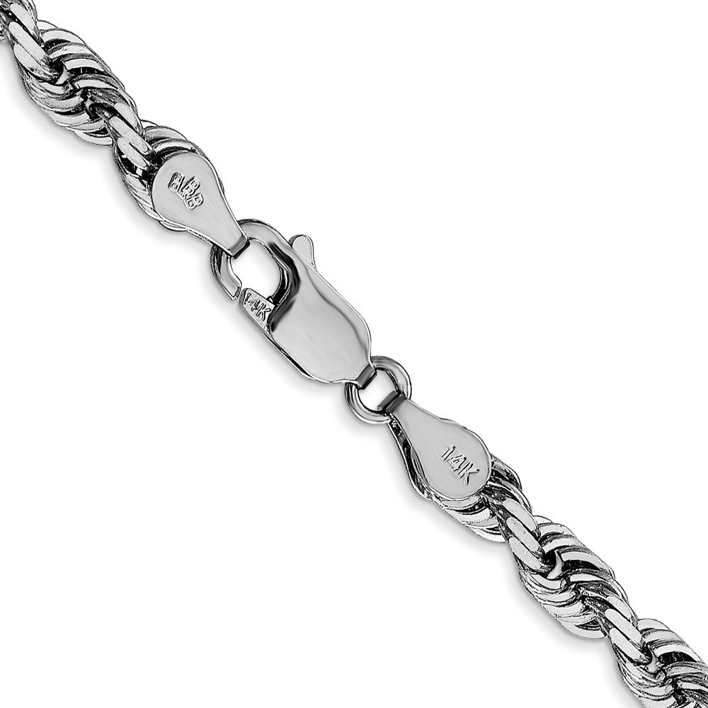 14K Weißgold 4.5mm Diamantiert Vierfach Kordel Karabinerverschluss Halskette