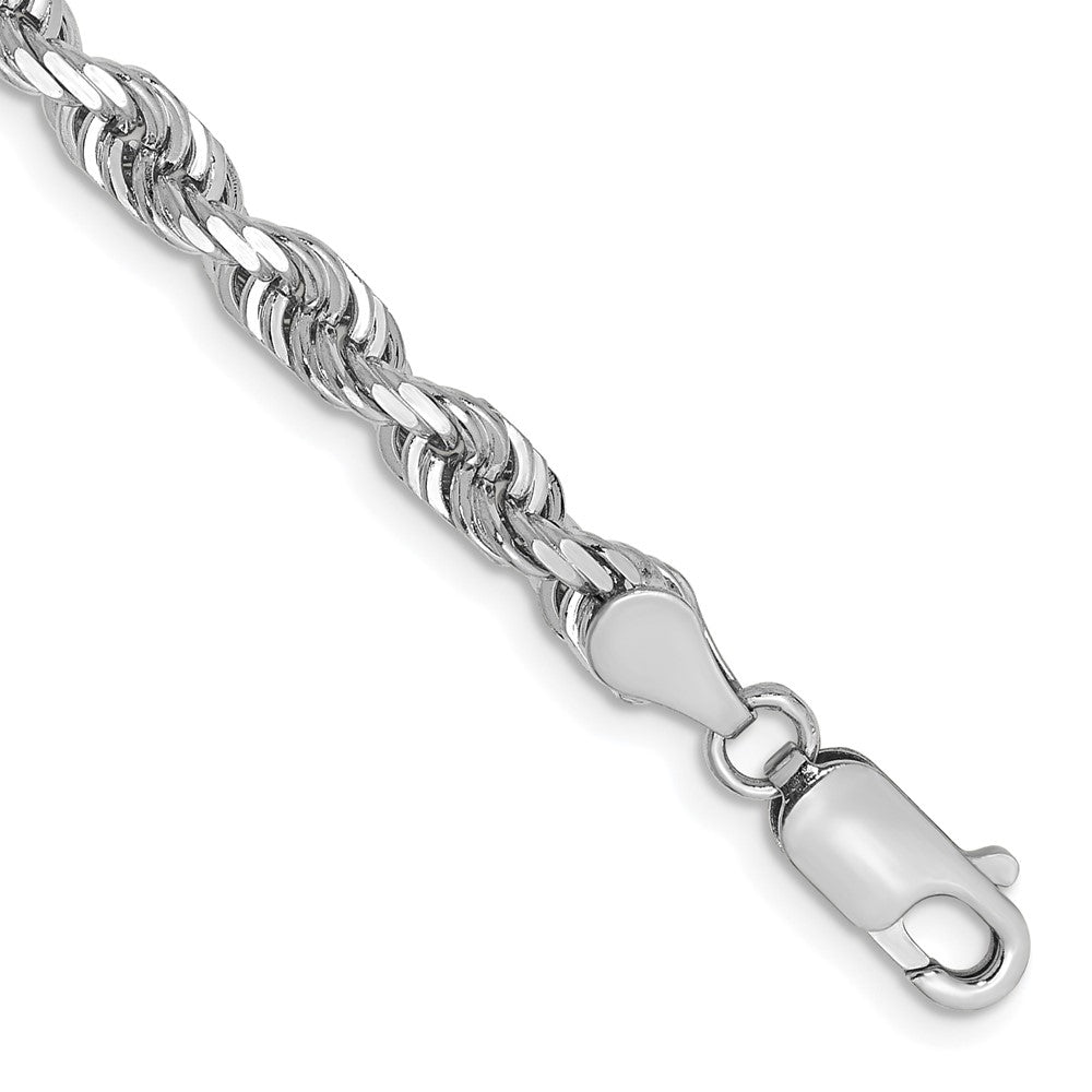 14K Weißgold 4.5mm Diamantiert Vierfach Kordel Karabinerverschluss Gliederarmband