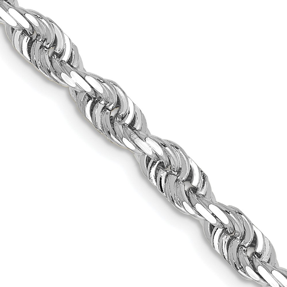 14K Weißgold 4.5mm Diamantiert Vierfach Kordel Karabinerverschluss Halskette