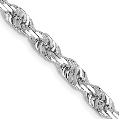 14K Weißgold 4.5mm Diamantiert Vierfach Kordel Karabinerverschluss Halskette