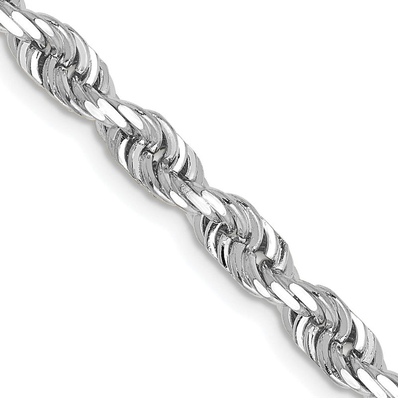 14K Weißgold 4.5mm Diamantiert Vierfach Kordel Karabinerverschluss Halskette