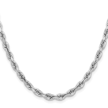 14K Weißgold 5mm Diamantiert Vierfach Kordel Karabinerverschluss Halskette