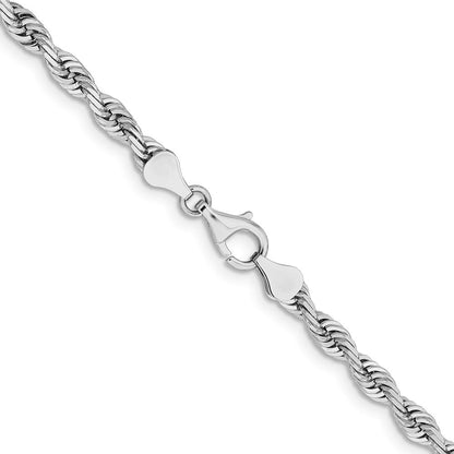 14K Weißgold 5mm Diamantiert Vierfach Kordel Karabinerverschluss Halskette