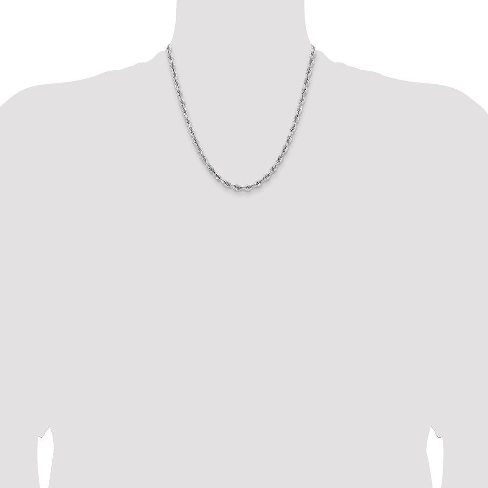 14K Weißgold 5mm Diamantiert Vierfach Kordel Karabinerverschluss Halskette