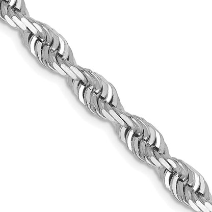 14K Weißgold 5mm Diamantiert Vierfach Kordel Karabinerverschluss Halskette