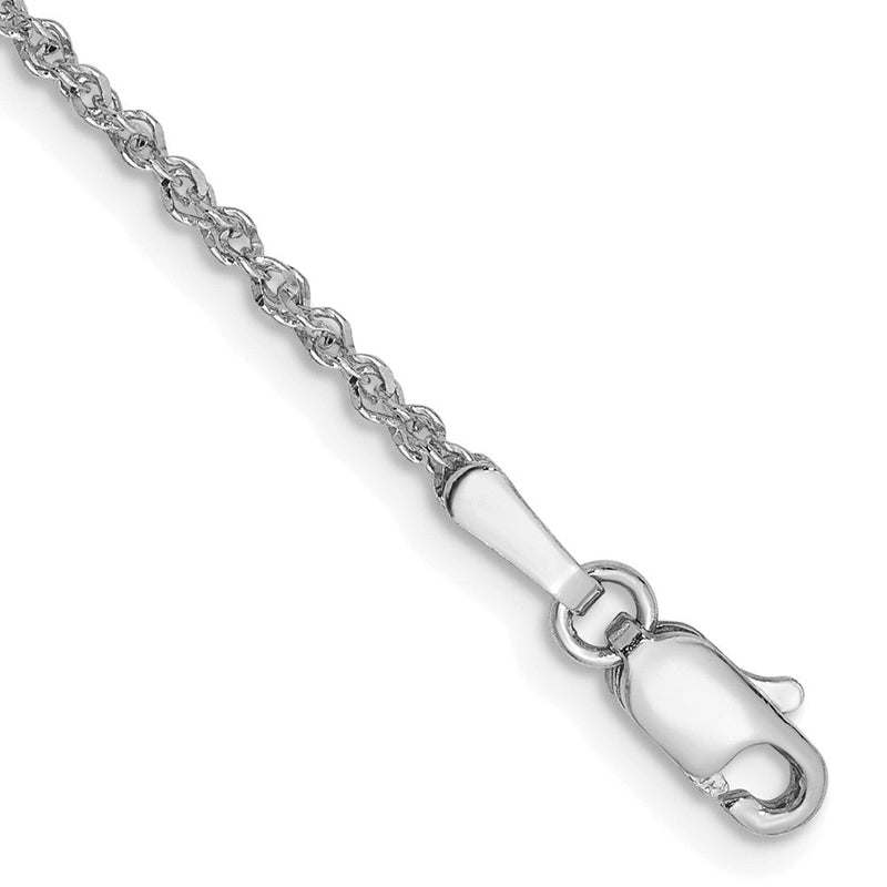 14K Weißgold Diamantiert 1.7mm Ropa Kette Fußkettchen