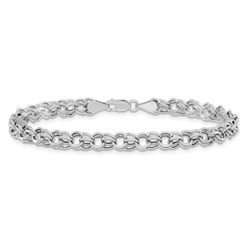 14K Weißgold 5mm Hohl Doppelt Glieder Charm Armband
