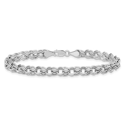 14K Weißgold 5mm Hohl Doppelt Glieder Charm Armband