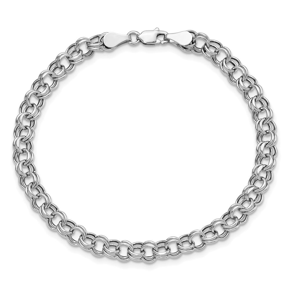 14K Weißgold 5mm Hohl Doppelt Glieder Charm Armband