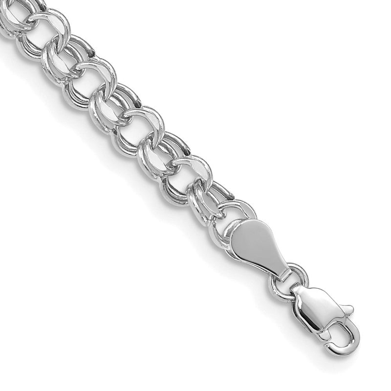 14K Weißgold 5mm Hohl Doppelt Glieder Charm Armband